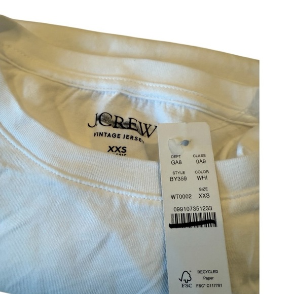 J. Crew White Vintage Jersey Classic White Cotton Short Sleeve‎ Tee XXS BY359 - Picture 3 of 16